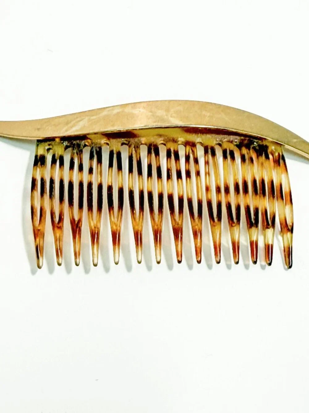 Vintage 1940s Faux Tortoiseshell Celluloid & Brass Hair Comb Barrette
